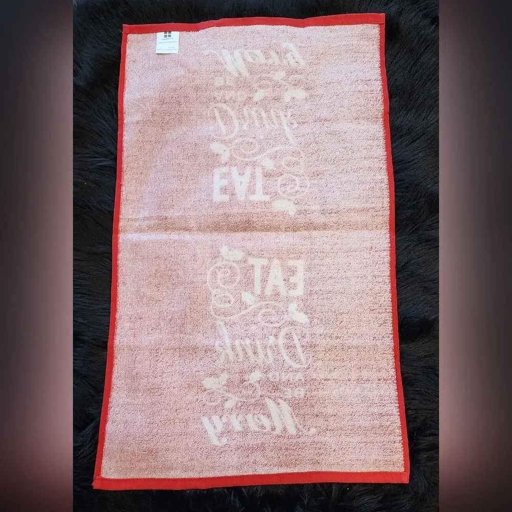 Eat Drink & Be Merry Christmas Hand Towel & 10 Party Cups